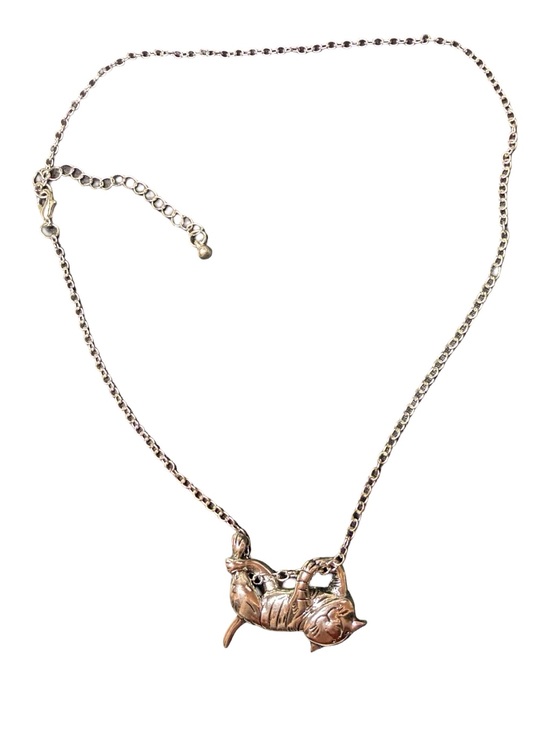 Jewelry - Whimsical Silver Color Cat Necklace – Playful Sculpted Kitty Pendant